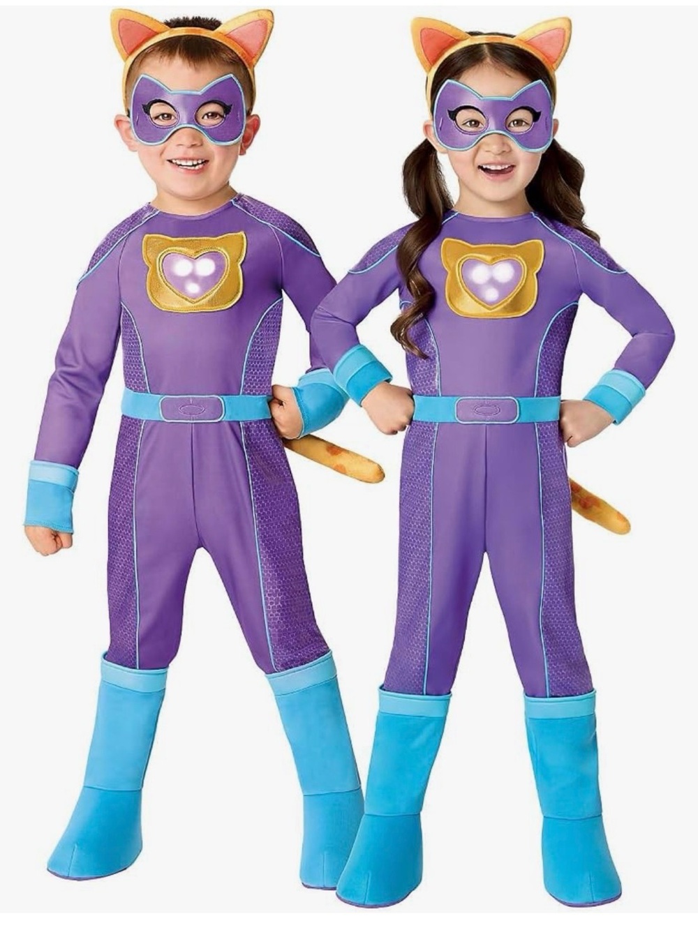 Spirit Super Kitties Sparks Purple and Aqua Light-Up Jumpsuit Costume Toddler - Picture 3 of 3